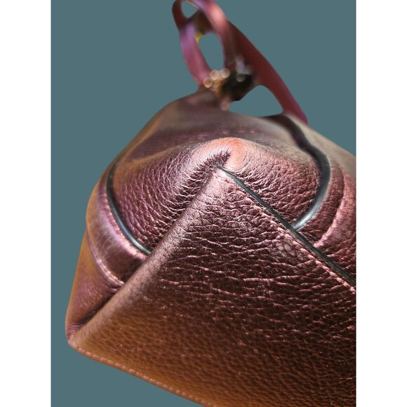 Coach Marlon Pebble Leather Metallic Wine Hobo Shoulder Crossbody Bag - Picture 7 of 16